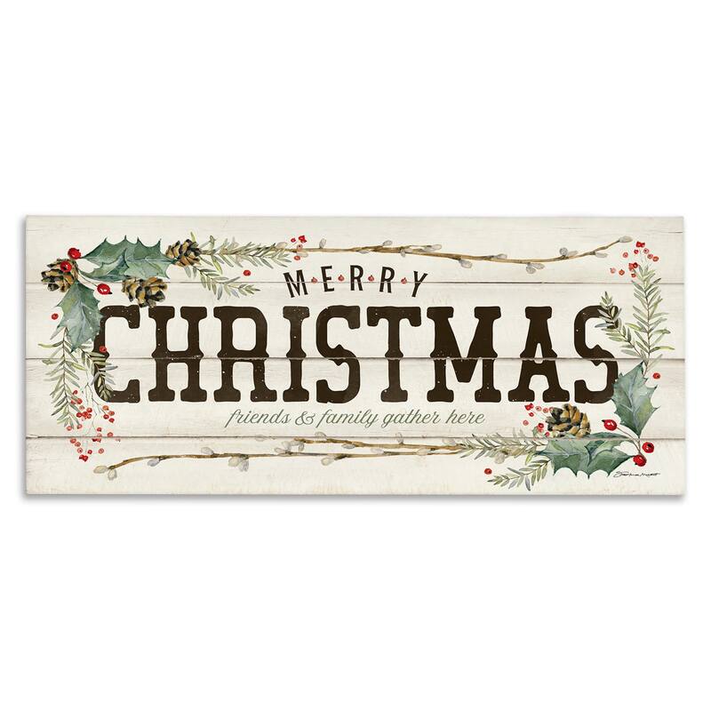 Stupell Rustic Merry Christmas Friends and Family Sign Canvas Wall Art - 20 x 48