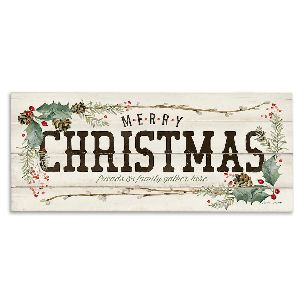 Stupell Rustic Merry Christmas Friends and Family Sign Canvas Wall Art