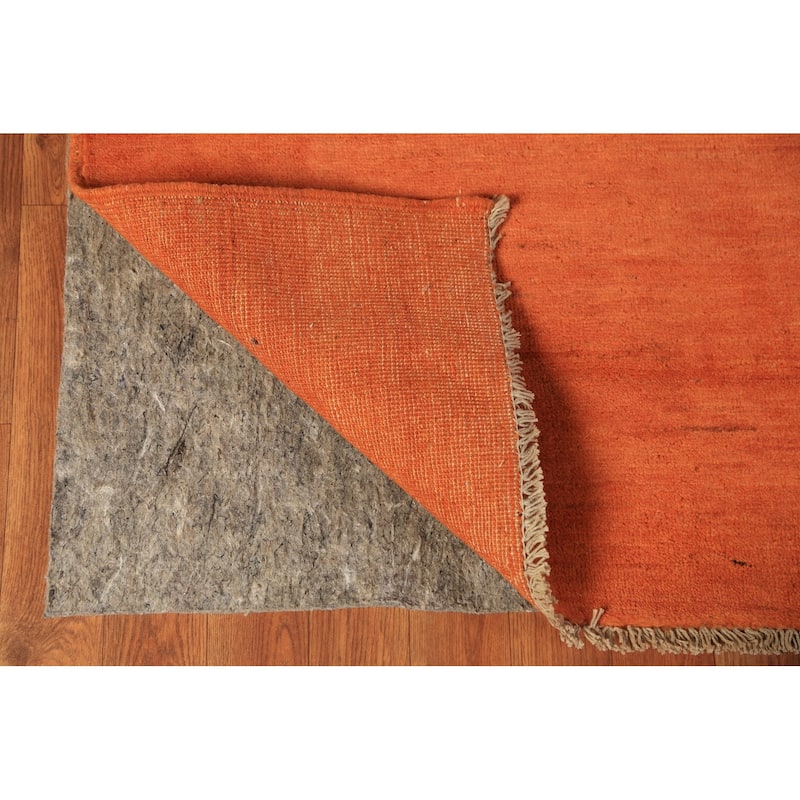 Gabbeh Modern Oriental Rug Handmade Orange Solid Wool Carpet - 5'1" x 6'2"
