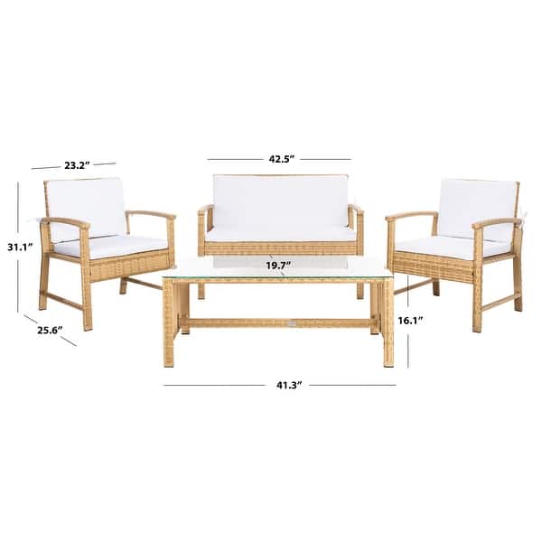 dimension image slide 0 of 4, SAFAVIEH Outdoor Living Krissy 4-Piece Patio Set