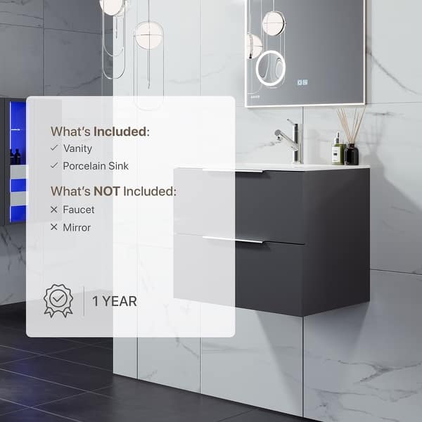 Eviva Deluxe 32 in. W x 18 in. D x 34 in. H Single Freestanding Bath Vanity in Gray with White Porcelain Integrated Sink Top Eviva Deluxe 32 in. W x 18 in. D x 34 in. H Single Freestanding Bath Vanity in Gray with White Porcelain Integrated Sink Top