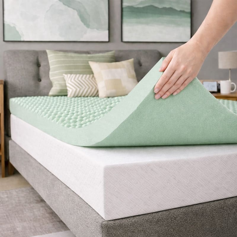 High Density Convoluted Egg Shell Breathable Foam Topper, Adds Comfort to Mattress
