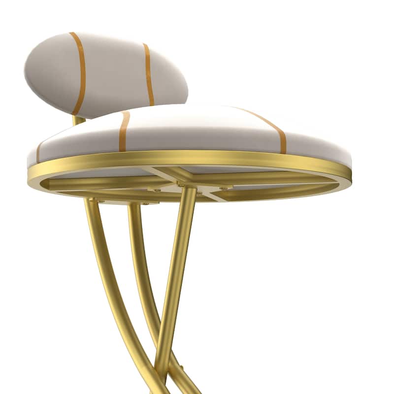 Upholstered Bar Stools Set of 2 Striped Counter Height Barstools Modern Velvet Dining Chairs for Kitchen Island, Living Room