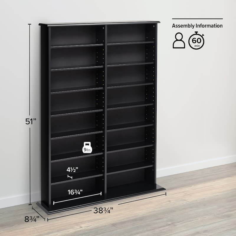 Prepac Media Storage Display Cabinet 8.75" D x 38.75" W x 51" H