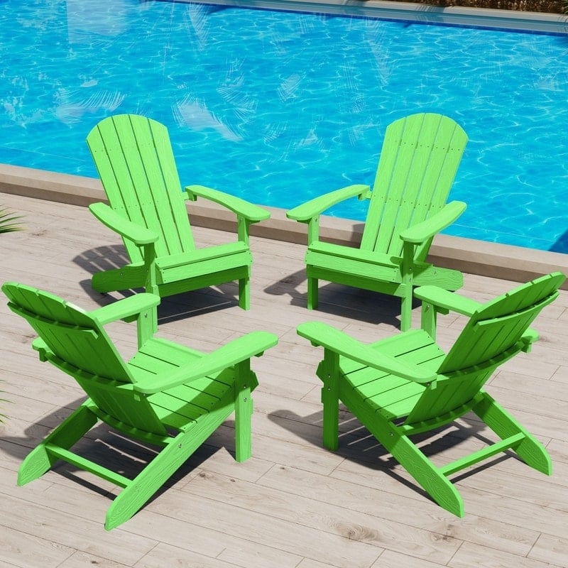 WINSOON All Weather HIPS Outdoor Plastic Adirondack Chairs Set of 4 - Lime