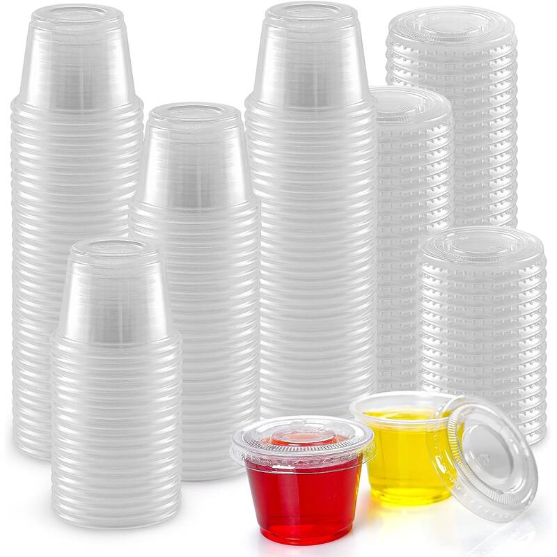 Zulay Kitchen Plastic Portion Cup Condiment Container with Lids by Simple Craft