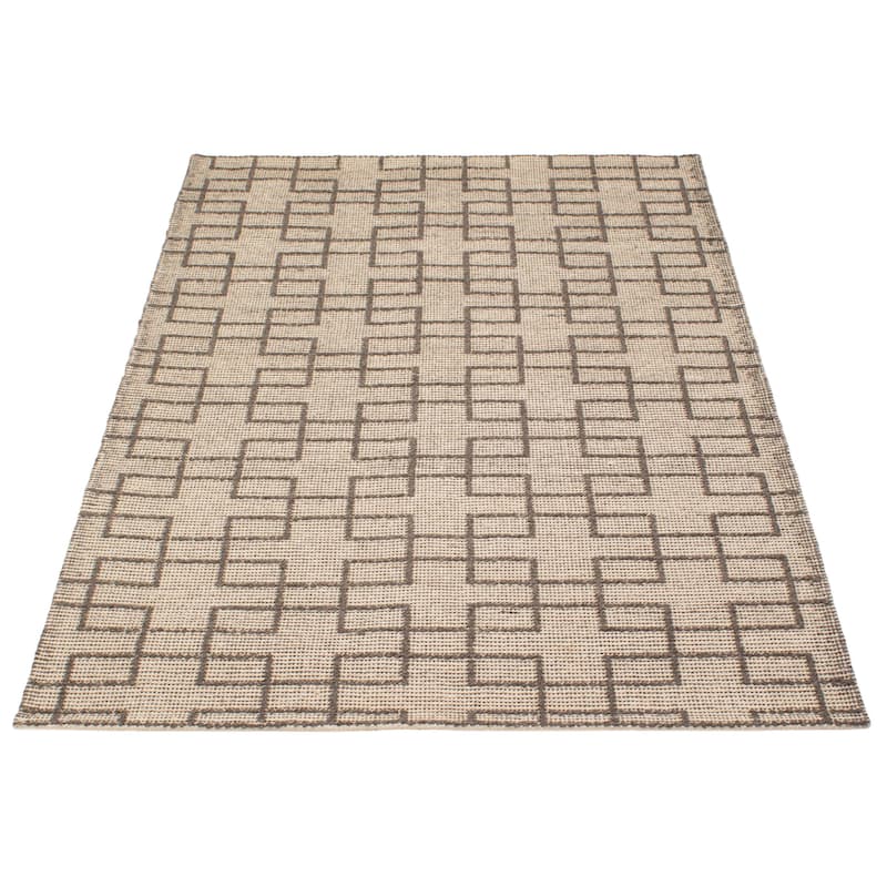 ECARPETGALLERY Braid weave Sienna Khaki Wool Rug - 5'2 x 7'11