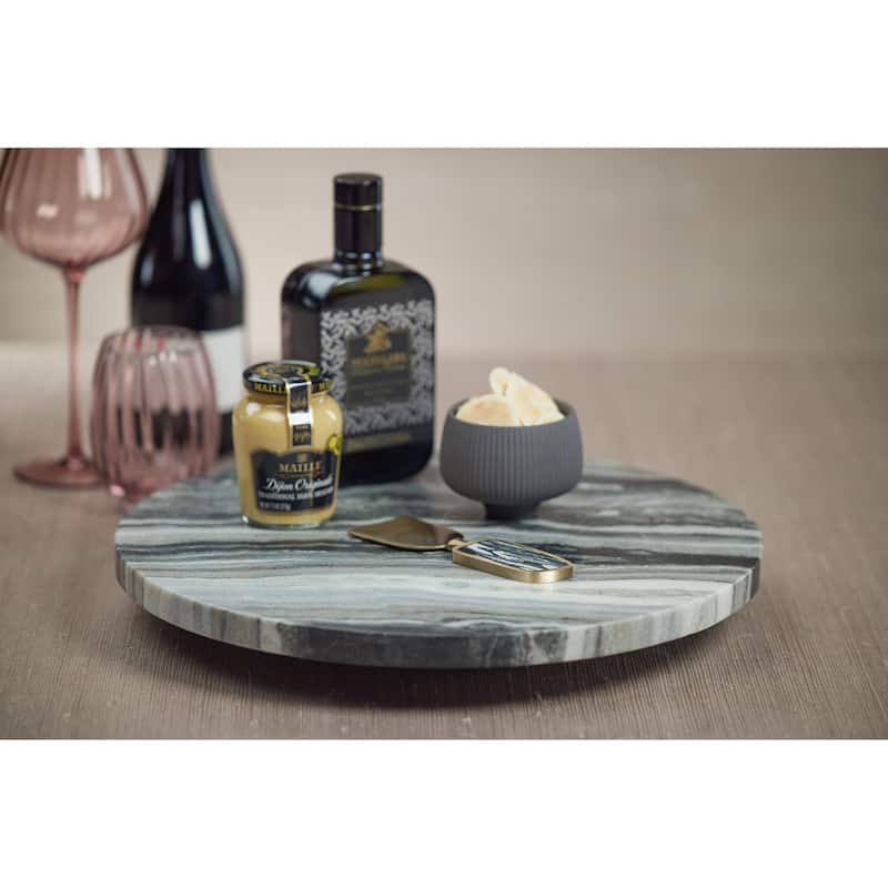 Casoria Black Marble Lazy Susan - 16" dia x 2"