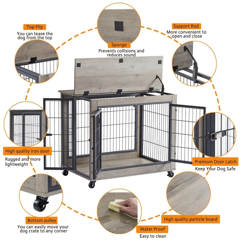 Dog crate with door on top top