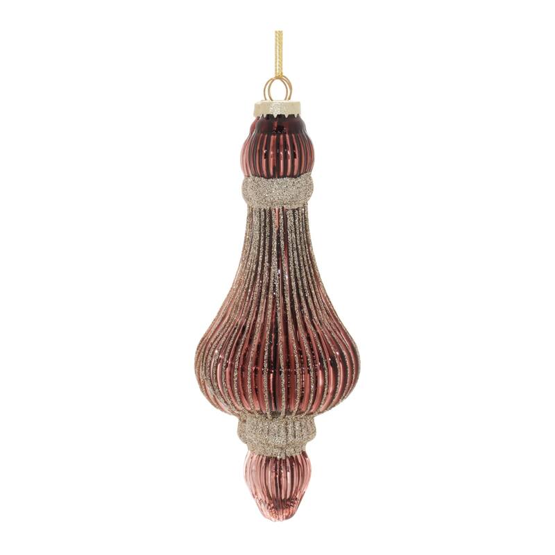 Ribbed Glass Drop Christmas Ornaments - 7.5" - Gold - 6ct