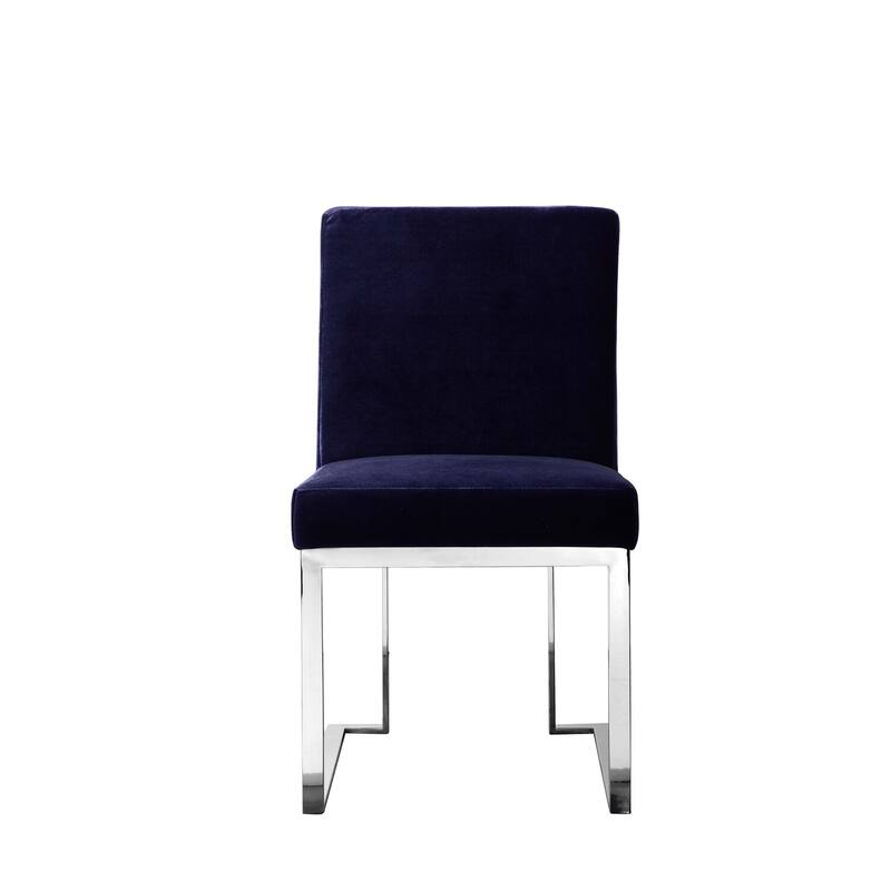 Chrome/Navy Blue Velvet Upholstered Metal Frame Dining Chair, Set of 2, Sturdy Dining Chair for Dining Rooms - 22.75