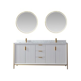 Granada 72" Vanity in White with Countertop With Mirror