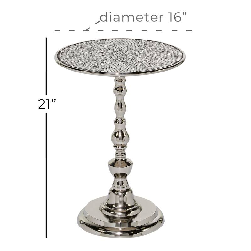 Aluminum Metal Accent Table - Silver - Roche River Decor - 16"Wx16"Lx20"H