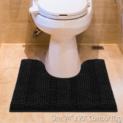 Ultra Soft Striped Toilet Bathroom Rug Mat 24" x 20"