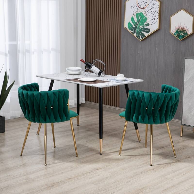 SEYNAR Modern Glam Velvet Dining Side Chair Set of 2 with Gold Metal Frame