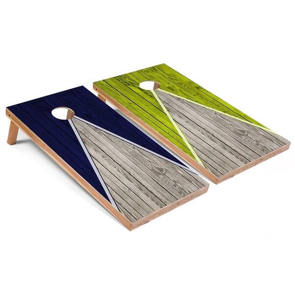 slide 2 of 7, Navy and Lime Pyramid Outdoor Cornhole Set All-Weather 2x4 - Include ALL Accessories