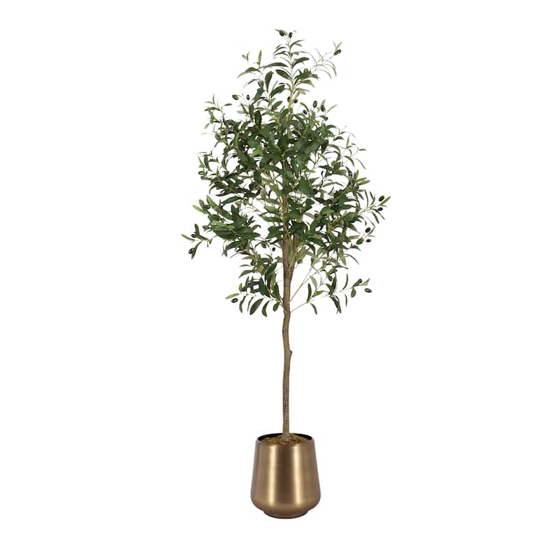 Kate and Laurel Oliveira Faux Olive Tree - 5ft - Gold