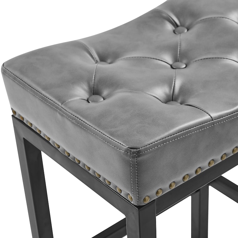 Backless Cushioned Faux Leather Bar Stools Counter Height Stools with Metal Frame - 24" H