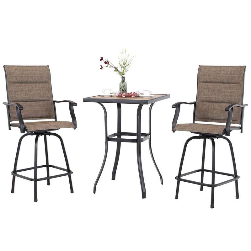 Namatota 3-piece Padded Sling Swivel Bar Stools and Table Set by Havenside Home - Brown