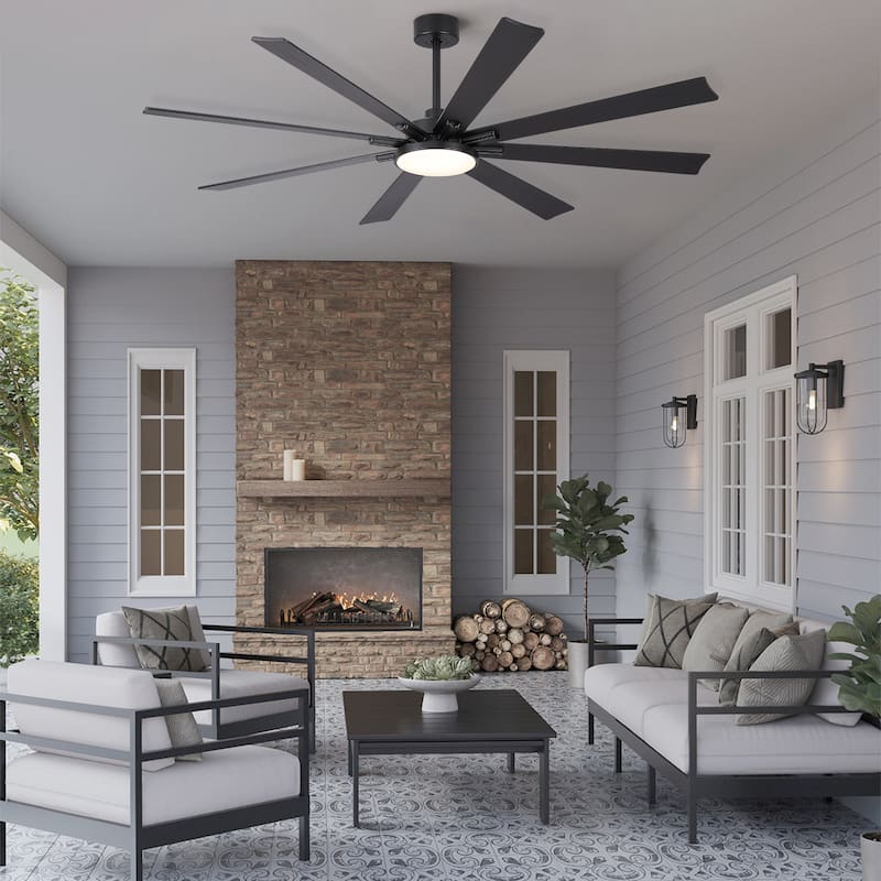 72 inch Retro Farmhouse Ceiling Fan with Light and Solid Wood Blades