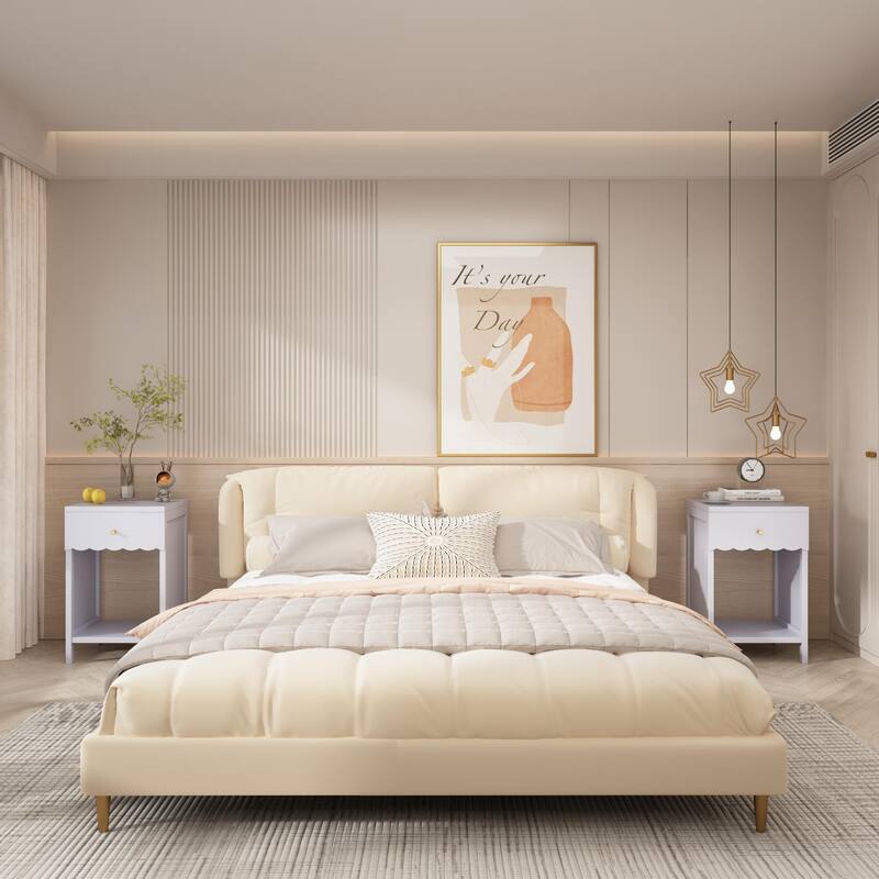 Modern Coffee Table Sofa Side Table with Open Shelf, Light Purple Lamp Table Accent Table Storage Cabinet with Drawer