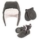 preview thumbnail 1 of 0, Hudson Baby Unisex Baby Trapper Hat, Mitten and Bootie Set, Heather Charcoal 0-6 Months - Heather Charcoal