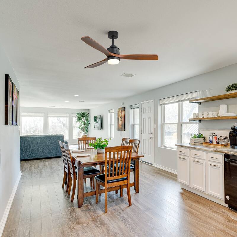 Sofucor 60Inch Ceiling Fan Solid Wood Blades with Light Remote Control,Indoor/Outdoor with Reversible DC Motor for Bedroom Patio