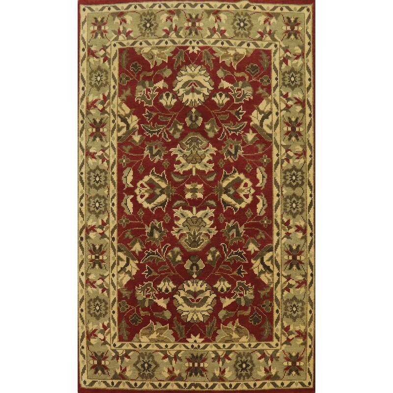 Red Floral Indian Area Rug 6x10 - 9' 10'' X 6' 5''