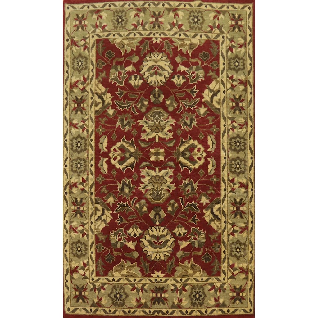 Red Floral Indian Area Rug 6x10 - 9' 10'' X 6' 5''