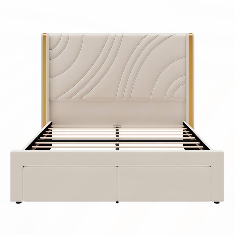 Full Size Modern Upholstered LED Bed Frame