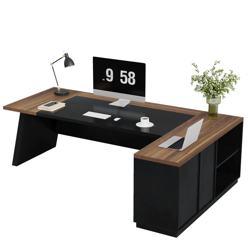 L-shaped Executive Computer Desk with Drawers for Office