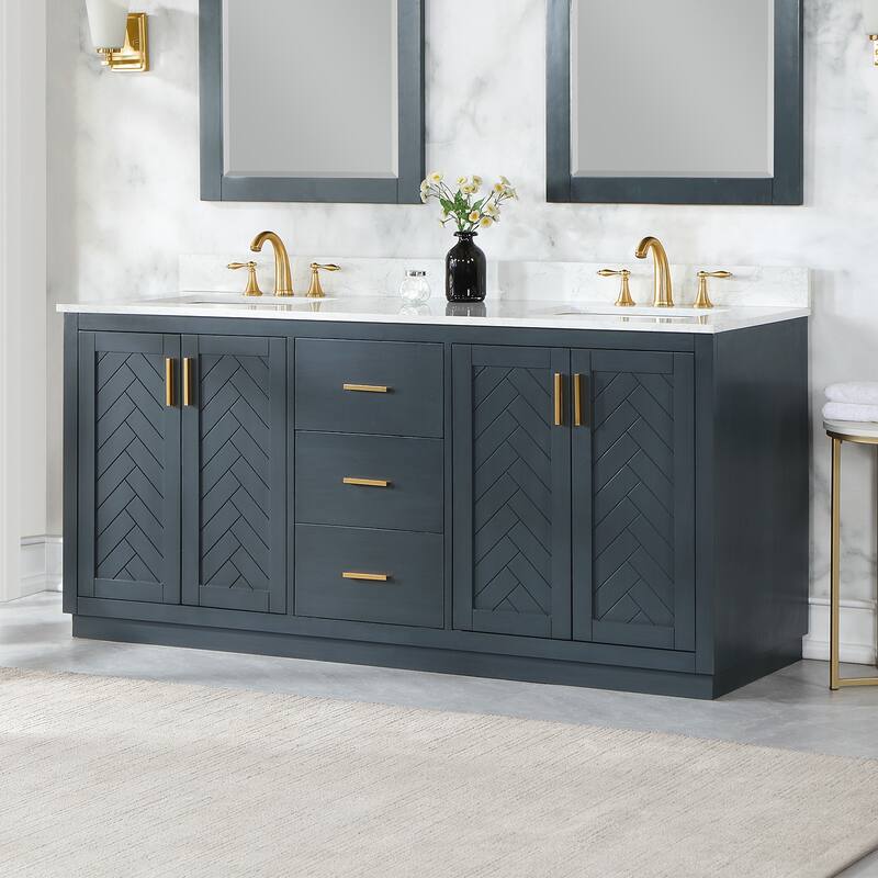 Altair Gazsi Bathroom Vanity with Composite Stone Countertop without Mirror