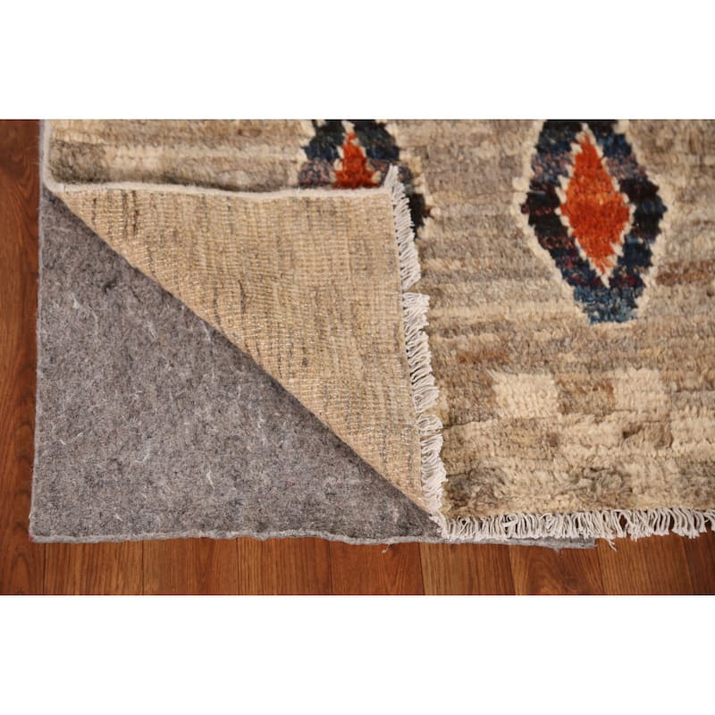 Geometric / Tribal Moroccan Oriental Runner Rug Handmade Wool Carpet - 3'8" x 15'4"