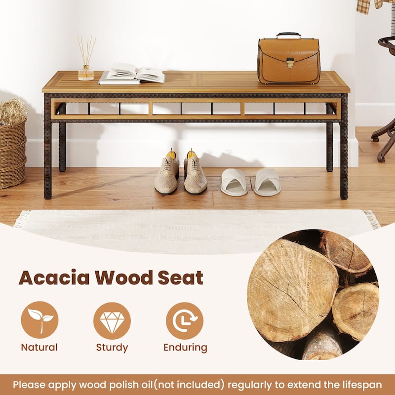 Gymax Set of 7 PE Wicker Patio Dining Set w/1.97'' Umbrella Hole