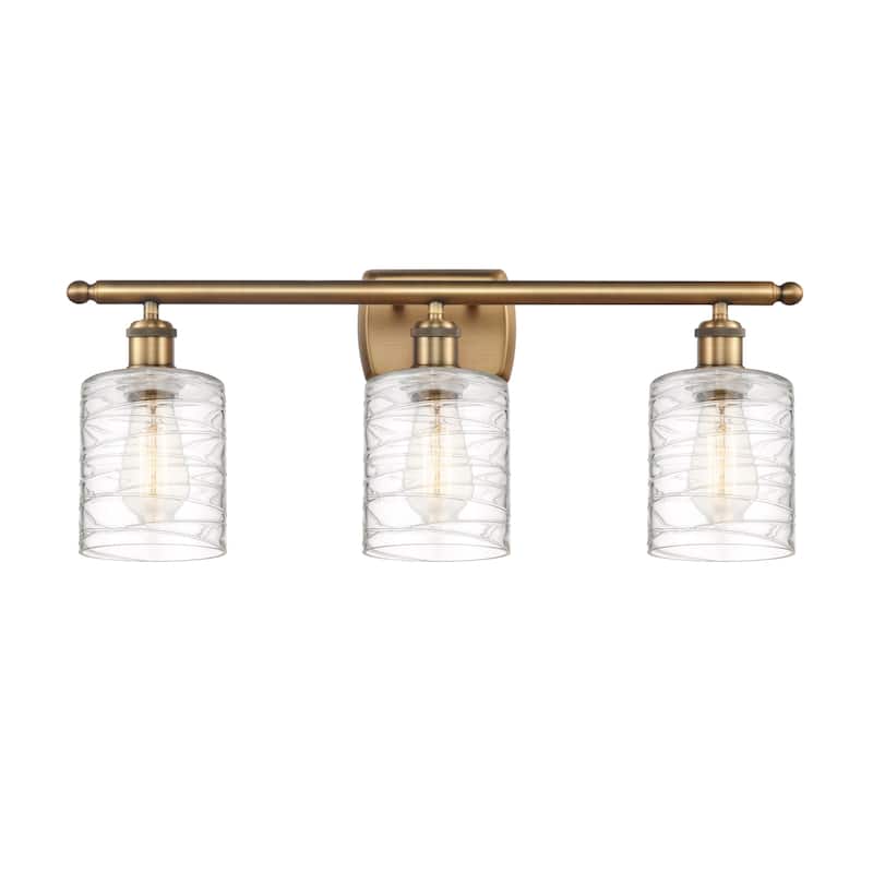 Innovations Lighting 516-3W-10-26 Cobbleskill Vanity Cobbleskill 3 - Brushed Brass / Deco Swirl
