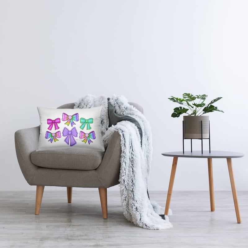 Stupell Vivid Feminine Ribbons & Bows Decorative Printed Throw Pillow Design by Katie Conley