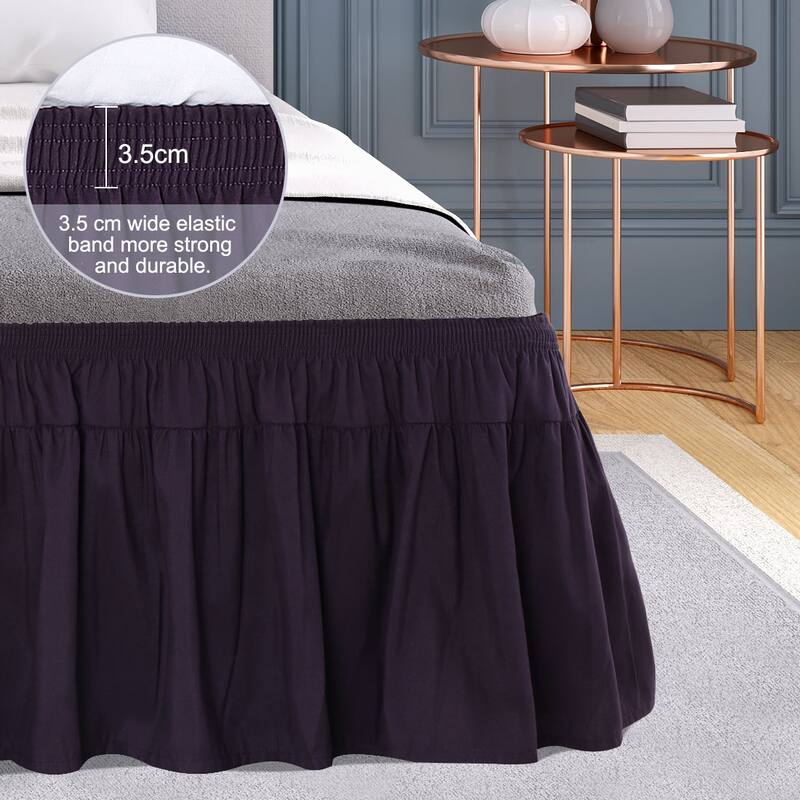 Polyester Brushed Bed Skirt with Elastic Dust Ruffles 16 Drop ...