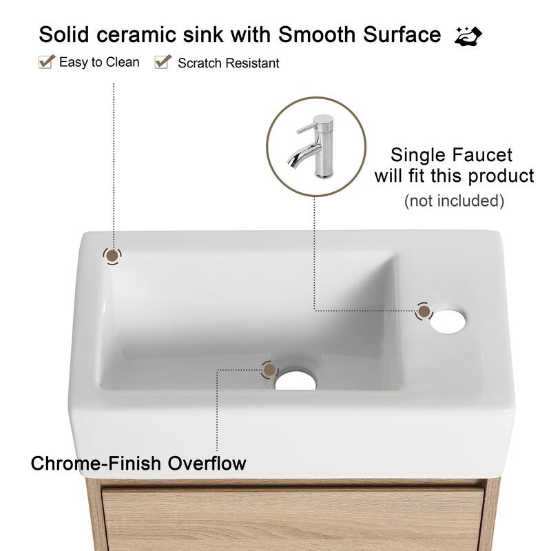 Malwee 18" FreeStanding Bathroom Vanity, Mini Floor Stand Bathroom Vanity with Sink,Soft Close Door and Adjustable shelf