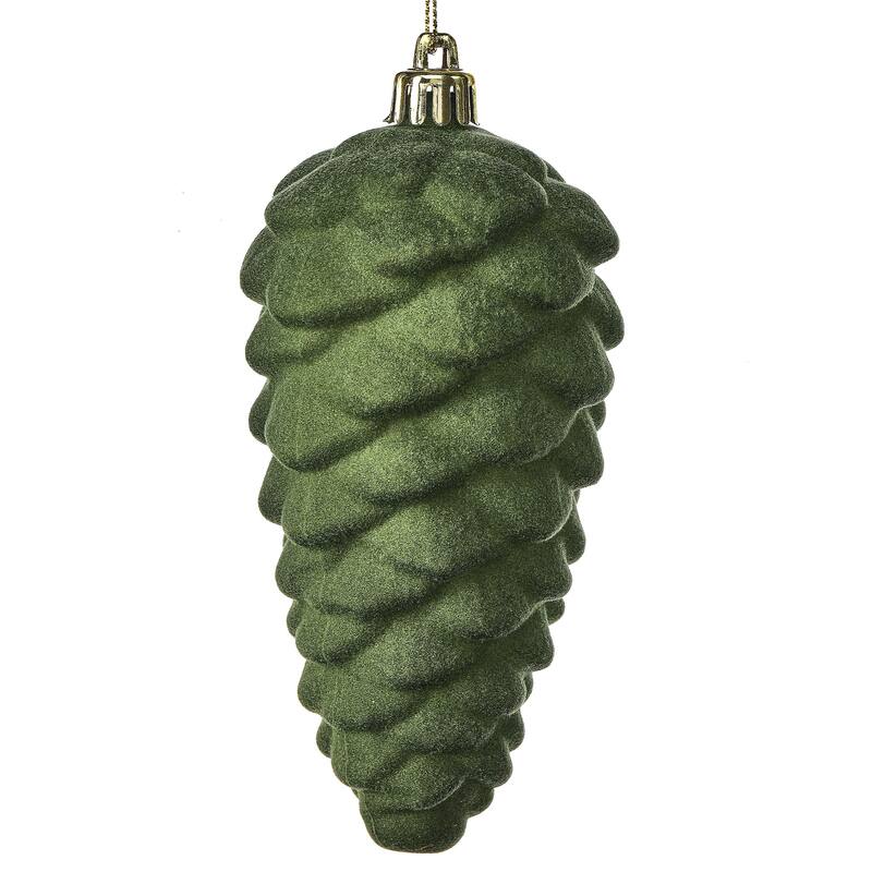 5.5" Shatterproof Plastic Flocked Pinecone Ornament Set of 2