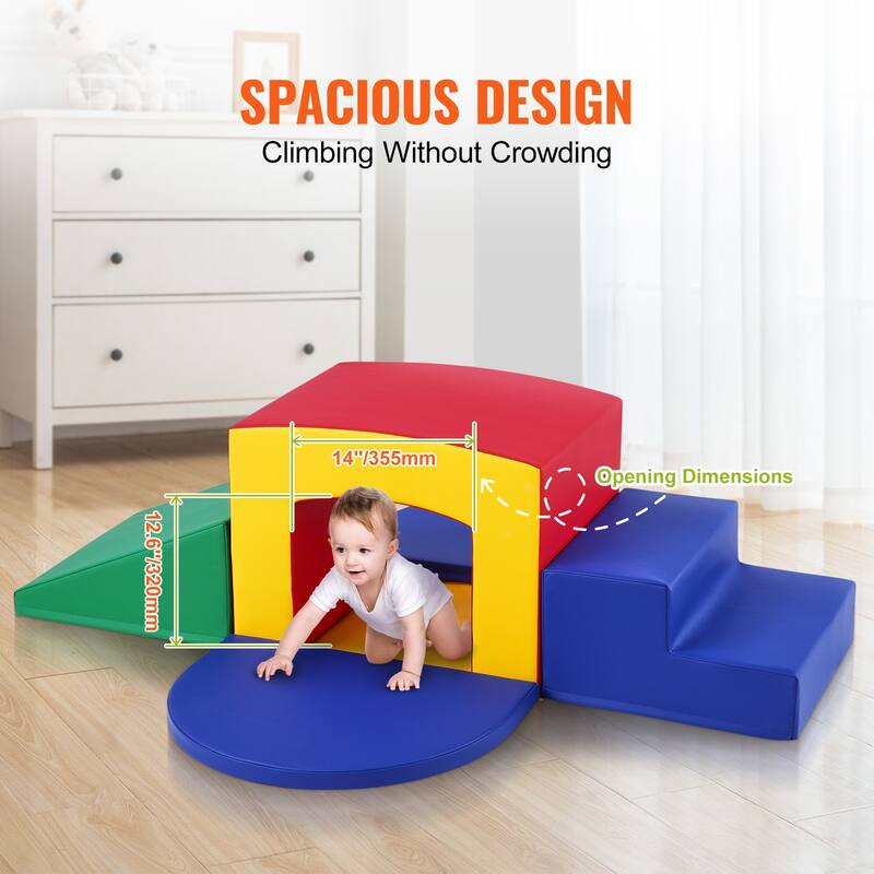 Single Tunnel Climber, Toddler Playset, Foam Climbing Blocks for Toddlers, Kids Tunnel Maze with Stairs and Ramp