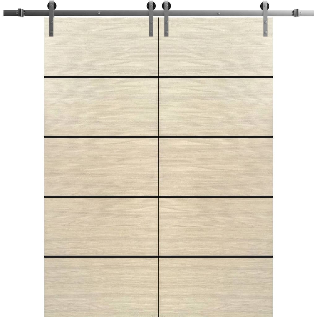 Sturdy Double Barn Door 36 x 80 with Planum 0015 Natural Veneer with 13FT