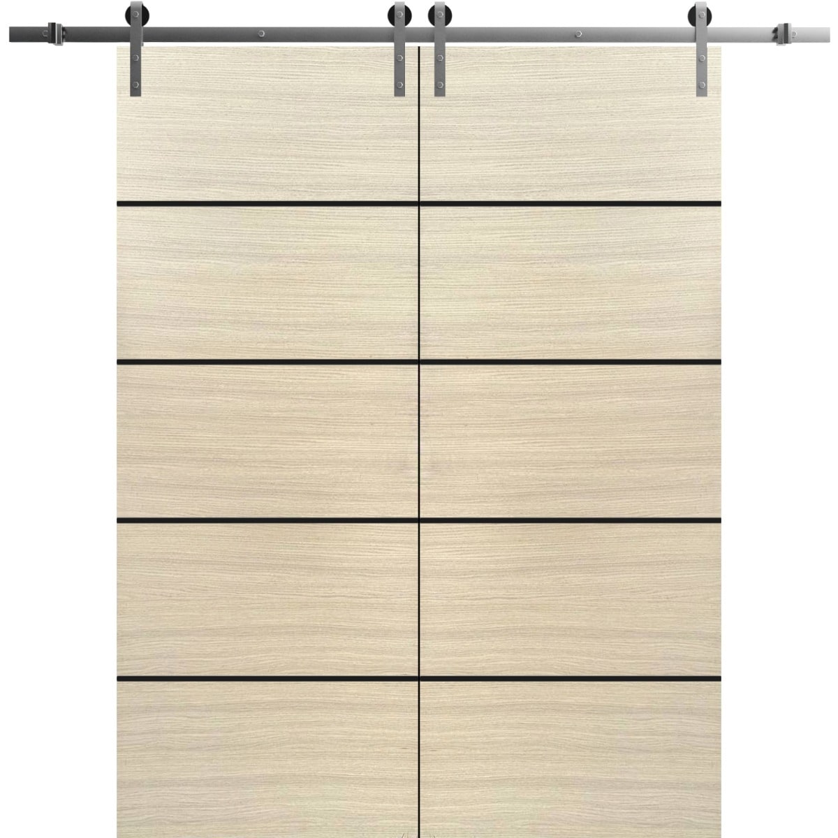 SartoDoors Planum 0015 | Closet Door Double Barn Door | Solid Wood | Hardware Set | 36x80, Natural Veneer Bedroom Door