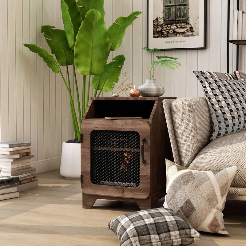 DH BASIC Rustic Oak 16-inch 3-Shelf End Table by Denhour