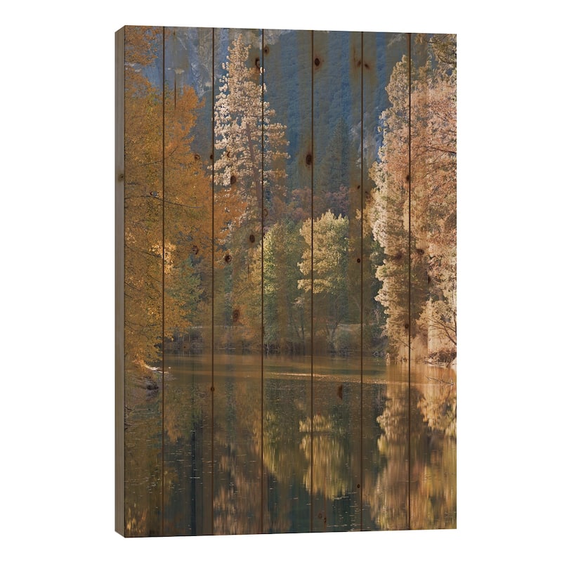 Golden Yosemite Print On Wood by Adam Burton - Multi-Color - 40x26x1.5