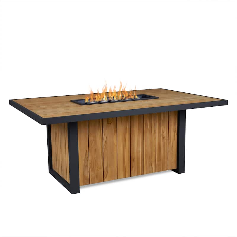 Bodhi Dining Height Fire Table in Teak by Real Flame