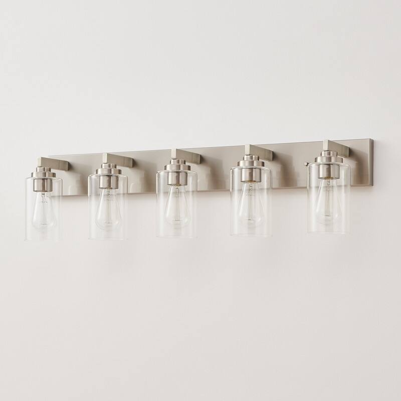 KAWOTI 5-Light Bathroom Vanity Light with Clear Glass Shade