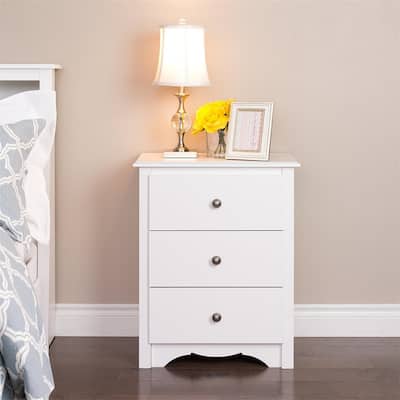Traditional Tall Nightstand Side Table with 3 Drawers