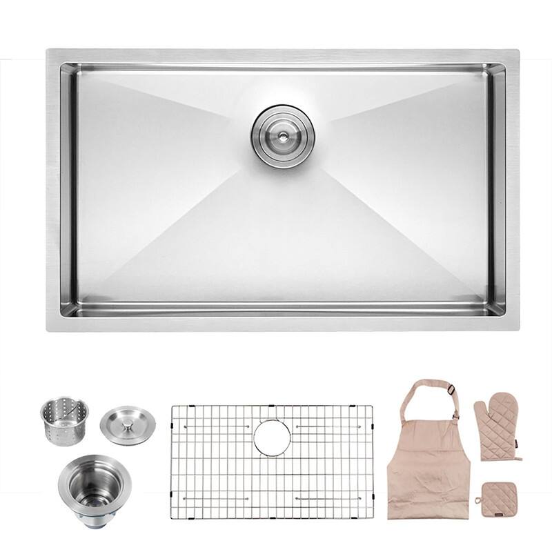 28 inch Undermount Deep Single Bowl 16 Gauge Stainless Steel Sink