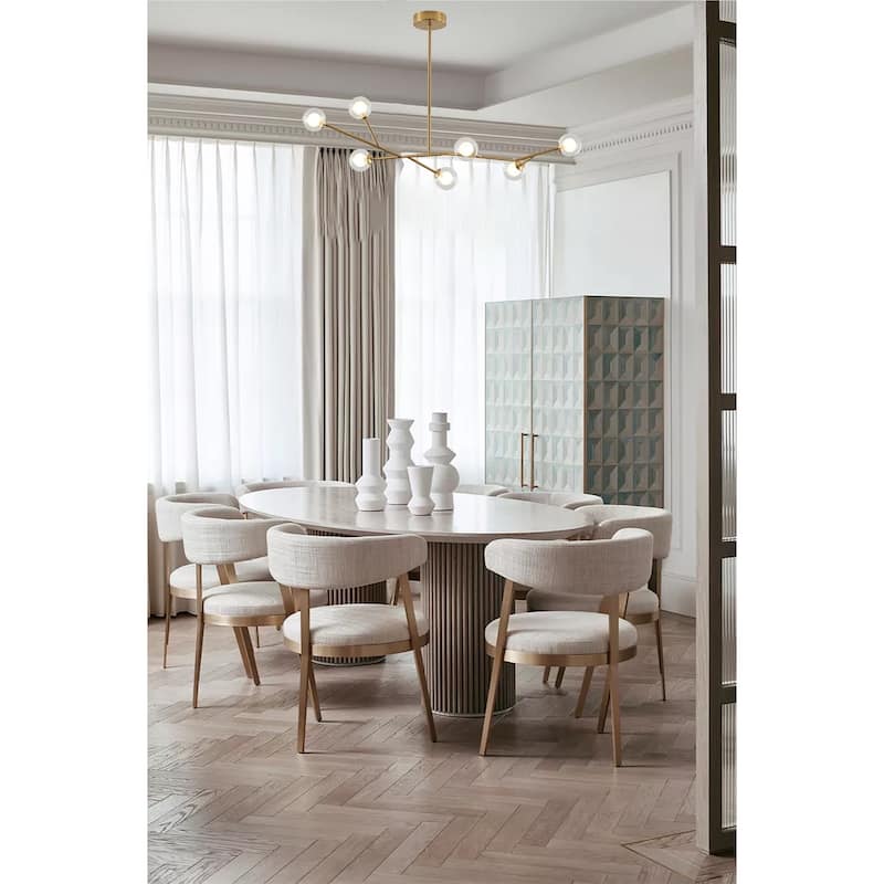 7-Light Brass Chandelier With Clear And White Glass Shades