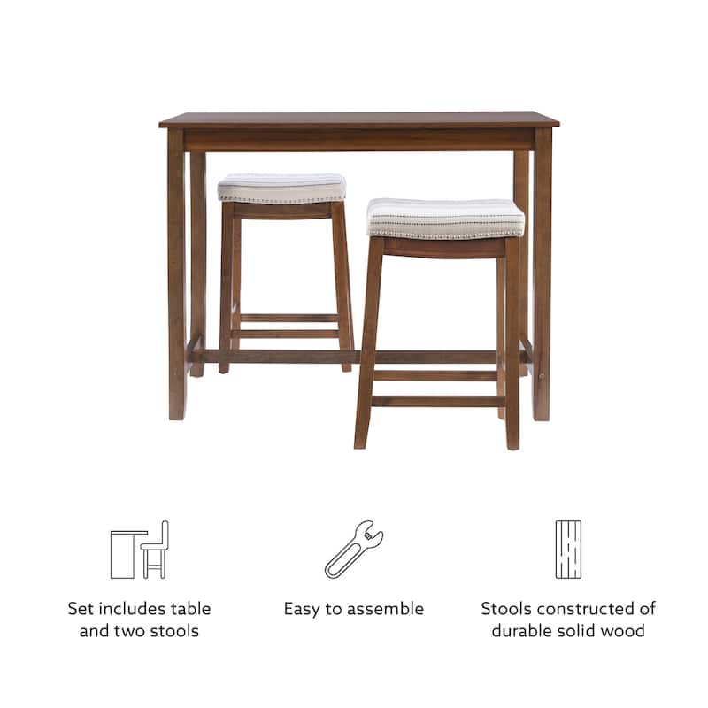 3-Piece Counter Table and Stools - 47.25" - Brown and Beige